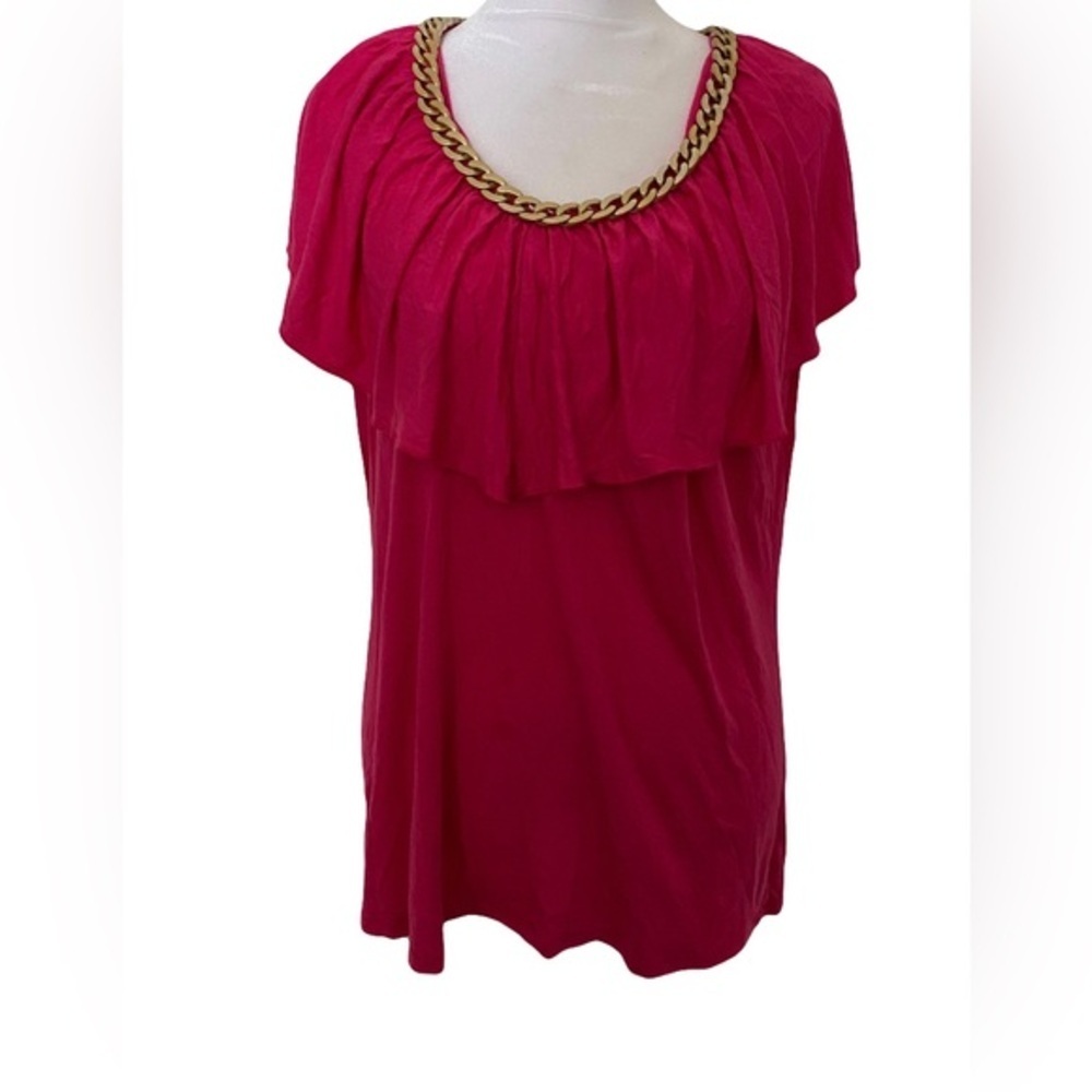 Midnight Velvet Women's Pink Chain-Detail Top size XL